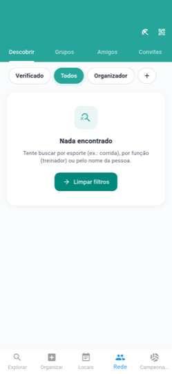 Just Join — aba Rede com filtro Verificado, onde profissionais aparecem